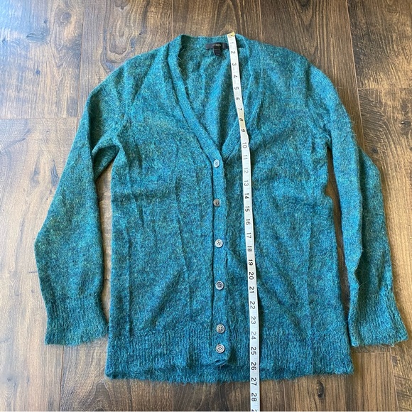 J Crew Boyfriend Cardigan Sweater Blue Green Mohair Size small B5228 - Picture 4 of 7